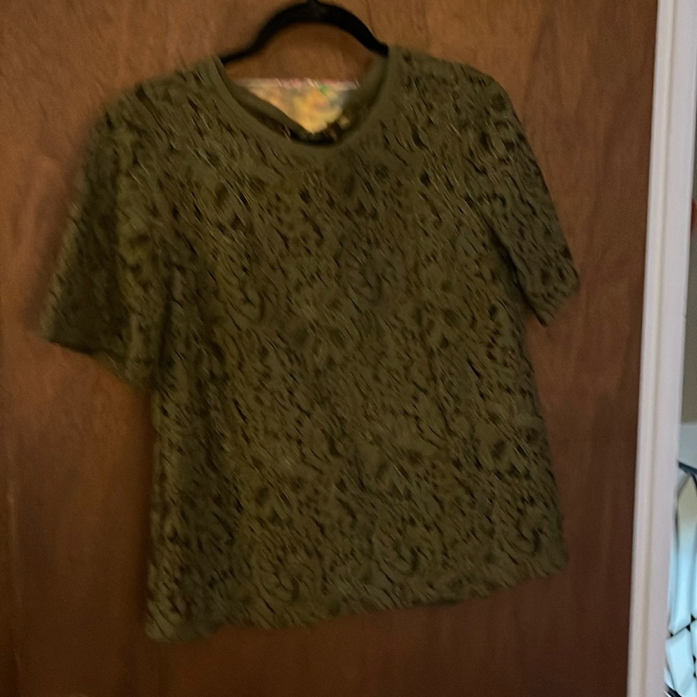 Worn once Chicos lace olive Green top with tank top underneath two piece. Size0